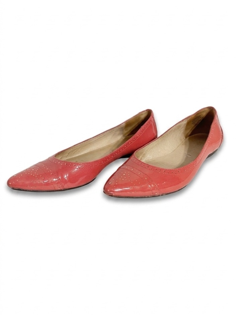 Boutique 9 Hot Pink Patent Leather Pointed-Toe Brogue Flats – Genuine Leather